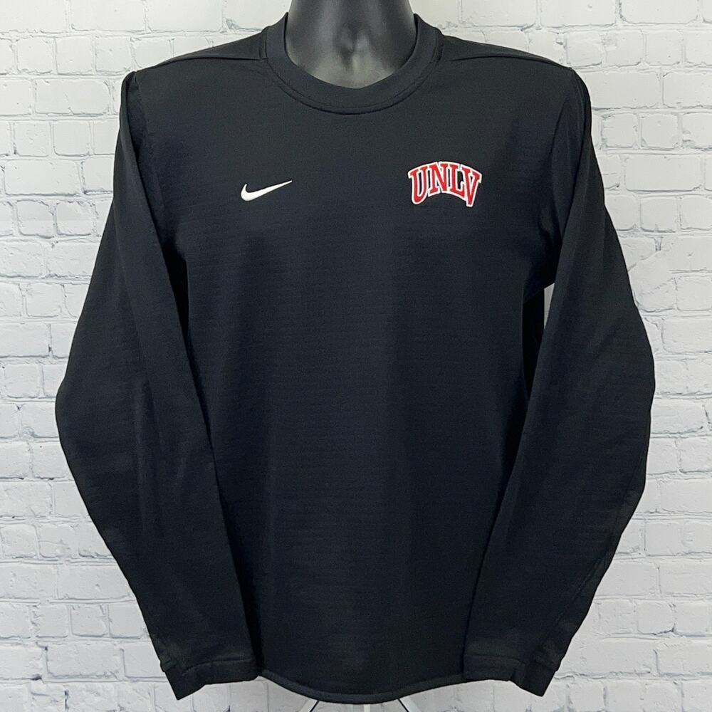 Nike UNLV Rebels Long Sleeve Shirt Mens S Small Black Waffle Fleece Las Vegas